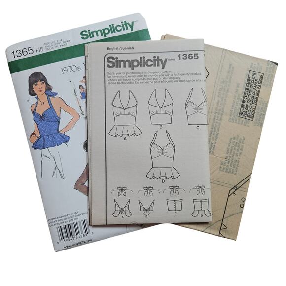 Simplicity 1365 Women's Size 6-14 Misses' Halter Top Uncut pattern - Picture 3 of 3